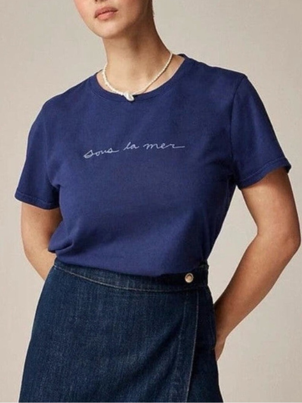 J Crew Sous La Mer embroidered tee shirt
